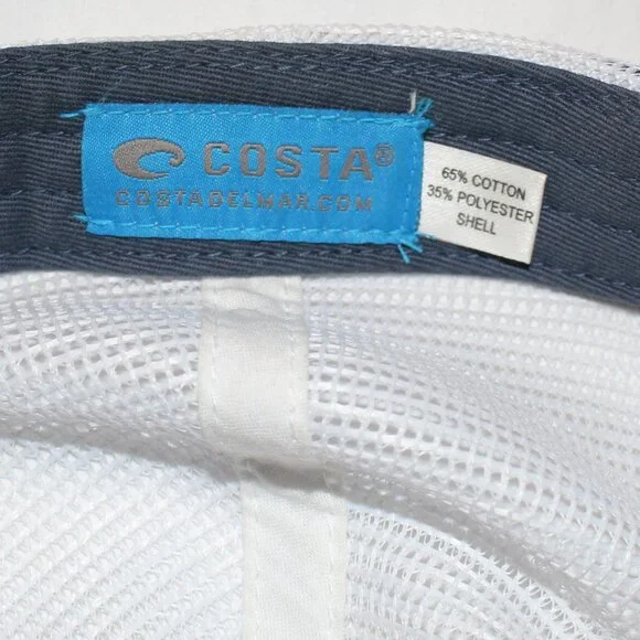 COSTA Del Mar USA Flag C Logo Unstructured Mesh Back Velcro Strap Baseball Hat - Picture 11 of 13